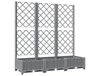 vidaXL Plantenbak met latwerk 120x40x121,5 cm polypropeen lichtgrijs