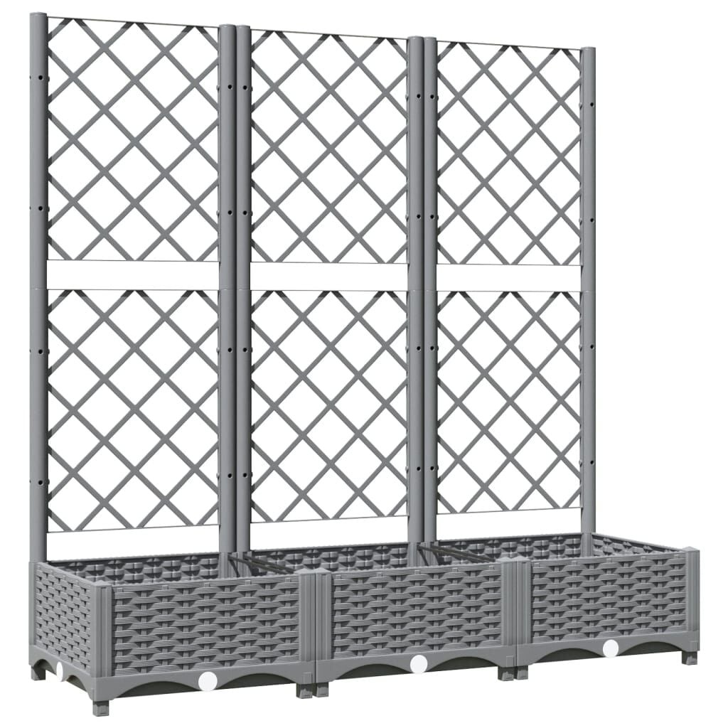vidaXL Plantenbak met latwerk 120x40x121,5 cm polypropeen lichtgrijs