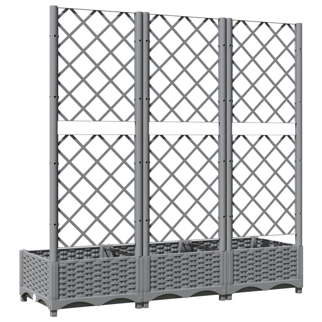 vidaXL Plantenbak met latwerk 120x40x121,5 cm polypropeen lichtgrijs