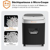 Bonsaii Papiervernietiger, 120 vellen, met automatische toevoer, P-4-microsnede, uitgerust met een container van 23 liter en 4 wielen (C233-B)