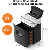 Bonsaii Papiervernietiger, 120 vellen, met automatische toevoer, P-4-microsnede, uitgerust met een container van 23 liter en 4 wielen (C233-B)