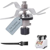 Vervangend mes voor Silvercrest Monsieur Cuisine Connect / Monsieur Cuisine Smart, roestvrij staal reservemes, accessoires voor Monsieur Cuisine, met 1 reinigingsborstel (basis met 5 tanden)