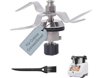 Vervangend mes voor Silvercrest Monsieur Cuisine Connect / Monsieur Cuisine Smart, roestvrij staal reservemes, accessoires voor Monsieur Cuisine, met 1 reinigingsborstel (basis met 5 tanden)