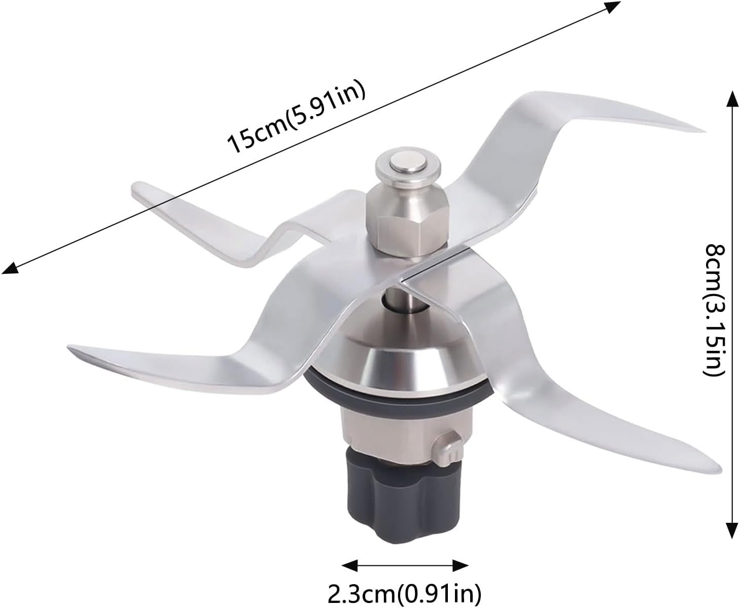 Vervangend mes voor Silvercrest Monsieur Cuisine Connect / Monsieur Cuisine Smart, roestvrij staal reservemes, accessoires voor Monsieur Cuisine, met 1 reinigingsborstel (basis met 5 tanden)