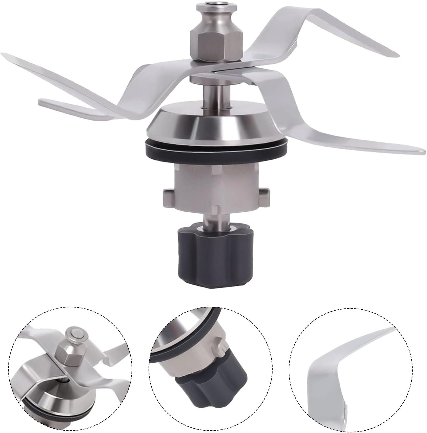 Vervangend mes voor Silvercrest Monsieur Cuisine Connect / Monsieur Cuisine Smart, roestvrij staal reservemes, accessoires voor Monsieur Cuisine, met 1 reinigingsborstel (basis met 5 tanden)