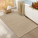 COLOR&GEOMETRY Beige badmat met chenille rubberen achterkant, antislip, absorberend, sneldrogend, wasbaar - 60 x 90 cm grote badkamermat dunne badkamertapijten passen onder de deur