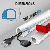 Kabeltrunking Zelfklevende Muur Kabel Cover Flexibele Siliconen Leiding Trunking TV Draad Hider voor Muur Vloer Kabel Covers (Wit, 14mm×10mm×6m)