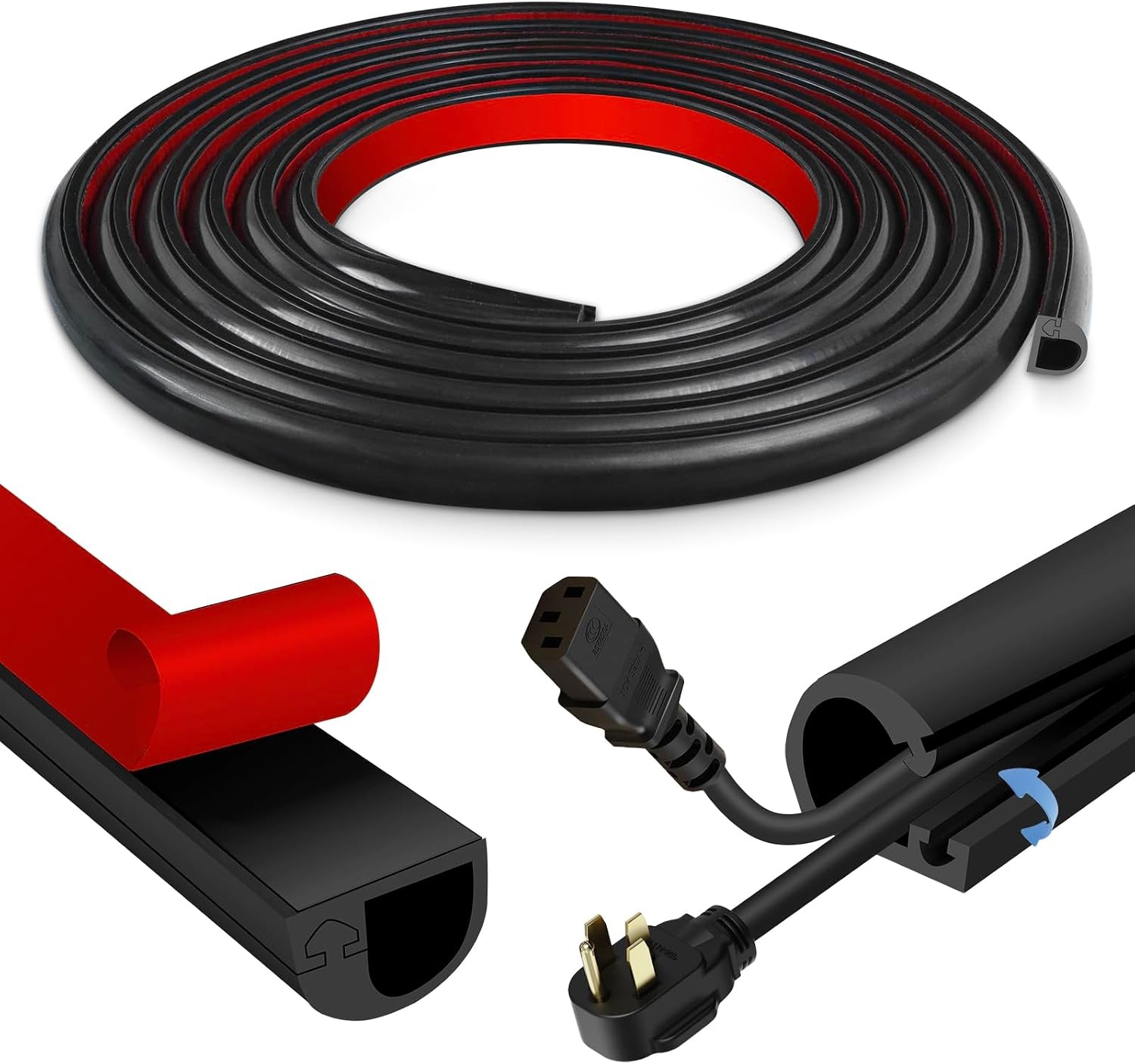 Kabeltrunking Zelfklevende Muur Kabel Cover Flexibele Siliconen Leiding Trunking TV Draad Hider voor Muur Vloer Kabel Covers (Wit, 14mm×10mm×6m)