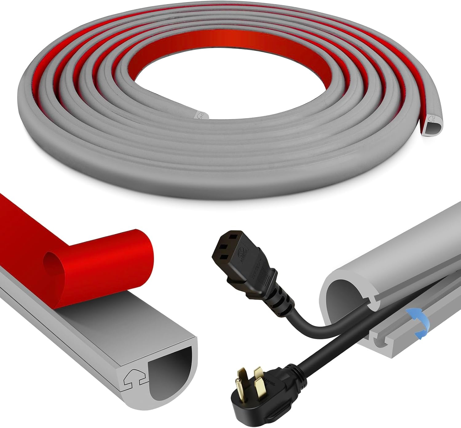 Kabeltrunking Zelfklevende Muur Kabel Cover Flexibele Siliconen Leiding Trunking TV Draad Hider voor Muur Vloer Kabel Covers (Wit, 14mm×10mm×6m)