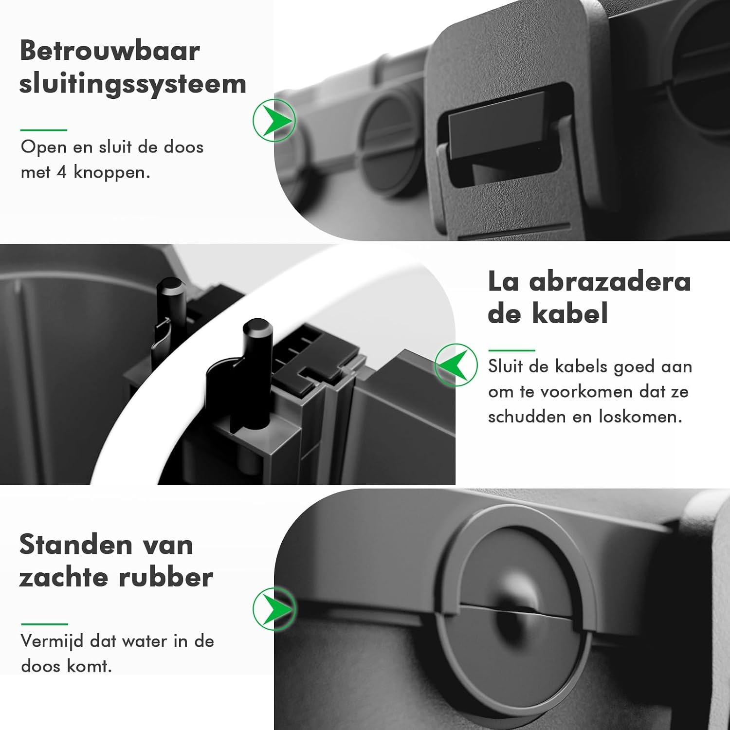 RESTMO Extra grote stekkerbeschermdoos voor verlengsnoer, 32x22x13 cm, waterdichte elektrische kabeldoos IP54 voor buiten, elektrische accessoires, Zwart