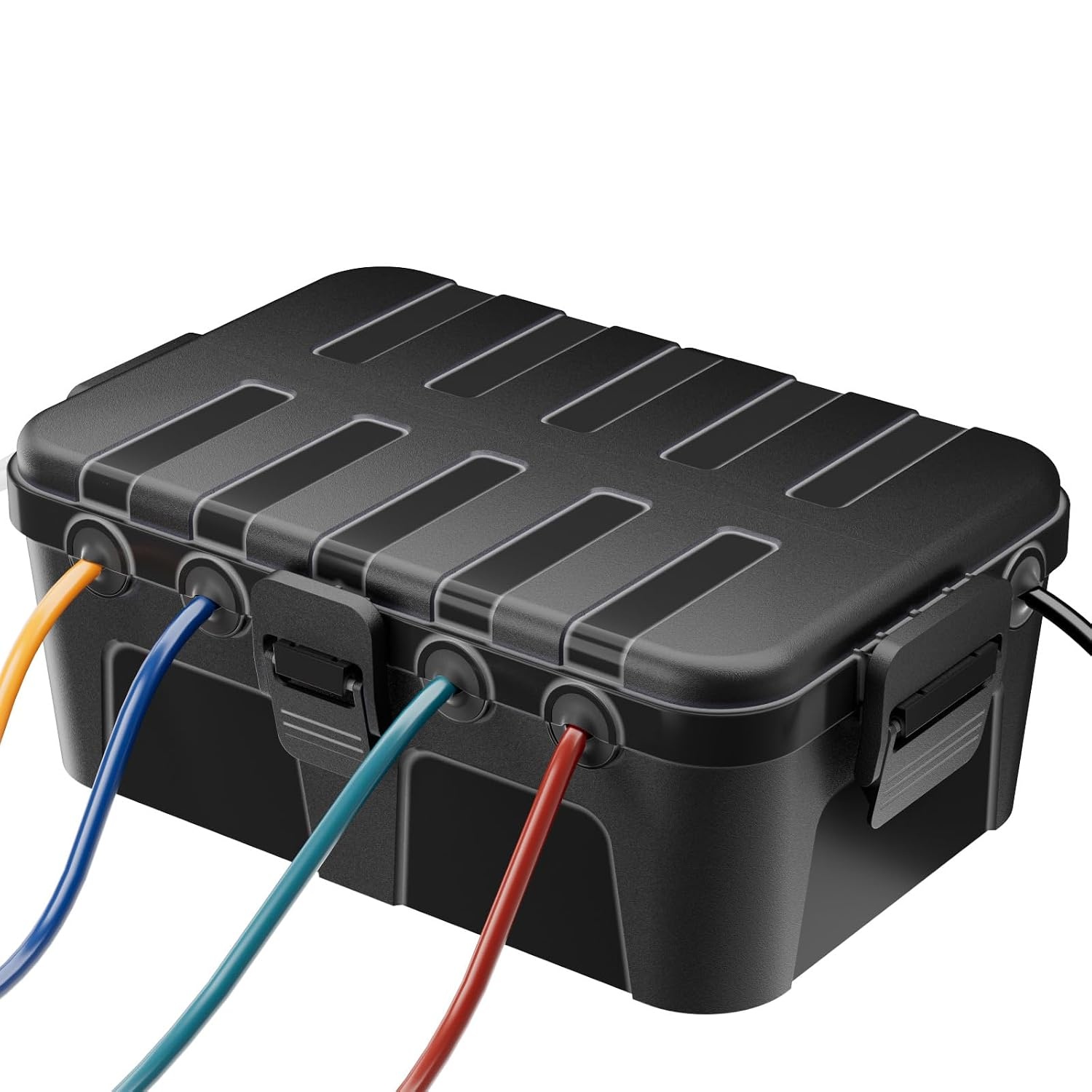 RESTMO Extra grote stekkerbeschermdoos voor verlengsnoer, 32x22x13 cm, waterdichte elektrische kabeldoos IP54 voor buiten, elektrische accessoires, Zwart