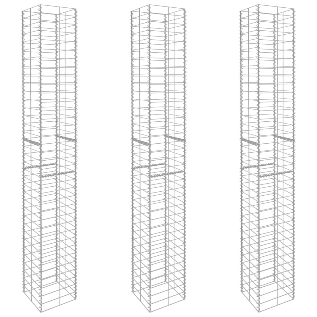 vidaXL Schanskorven 3 st 25x25x197 cm gegalvaniseerd staal
