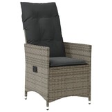 vidaXL Tuinstoel verstelbaar met kussens poly rattan grijs