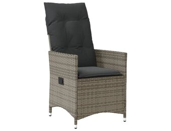 vidaXL Tuinstoel verstelbaar met kussens poly rattan grijs