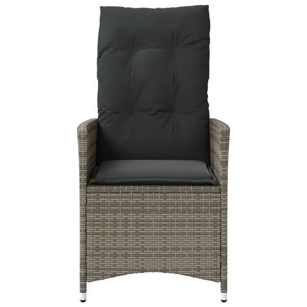 vidaXL Tuinstoel verstelbaar met kussens poly rattan grijs