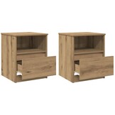 vidaXL Nachtkastjes 2 st 40x40x50 cm bewerkt hout artisanaal eiken