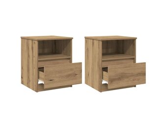 vidaXL Nachtkastjes 2 st 40x40x50 cm bewerkt hout artisanaal eiken