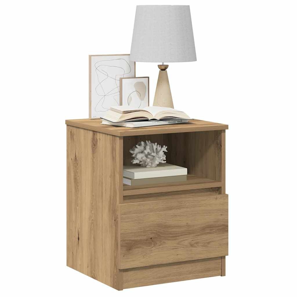 vidaXL Nachtkastjes 2 st 40x40x50 cm bewerkt hout artisanaal eiken