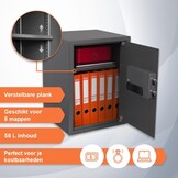 Grote Biometrische Kluis XL - 2-in-1 Digitaal Toetsenbord en Vingerafdruk Kluis - Privékluis 50x35x36cm - LED, Schokbestendig Slot Elektronische Kluis