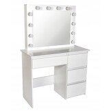 Kaptafel Wit MDF met Spiegel, LED, USB & Stopcontact - 35% Korting