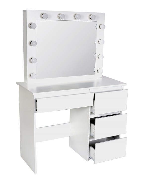 Kaptafel Wit MDF met Spiegel, LED, USB & Stopcontact - 35% Korting