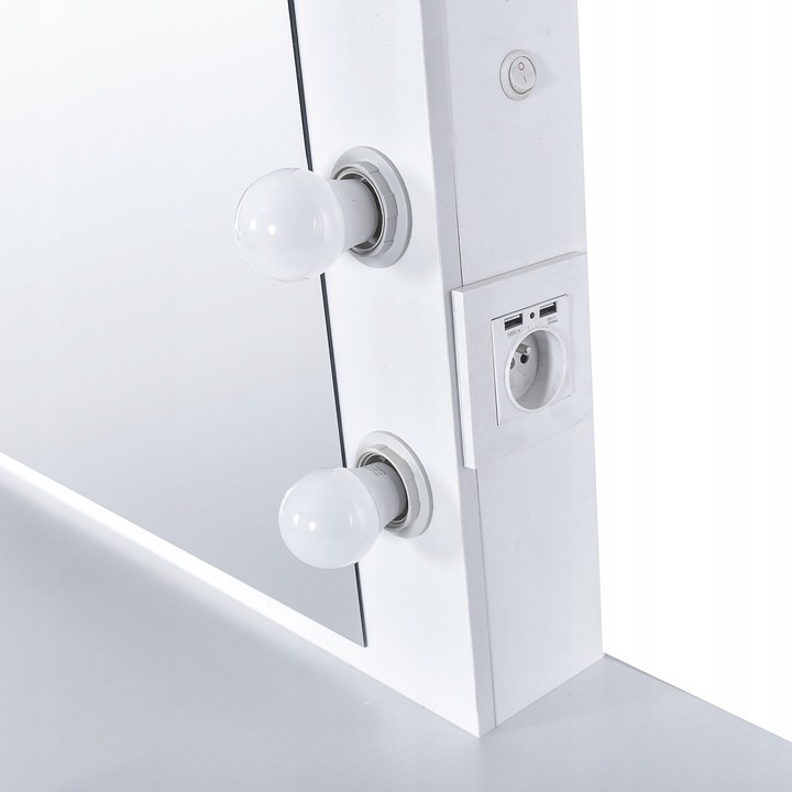 Kaptafel Wit MDF met Spiegel, LED, USB & Stopcontact - 35% Korting