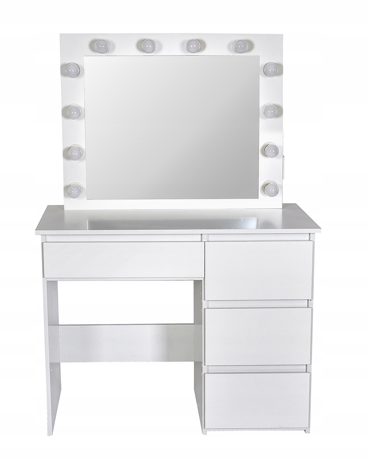 Kaptafel Wit MDF met Spiegel, LED, USB & Stopcontact - 35% Korting