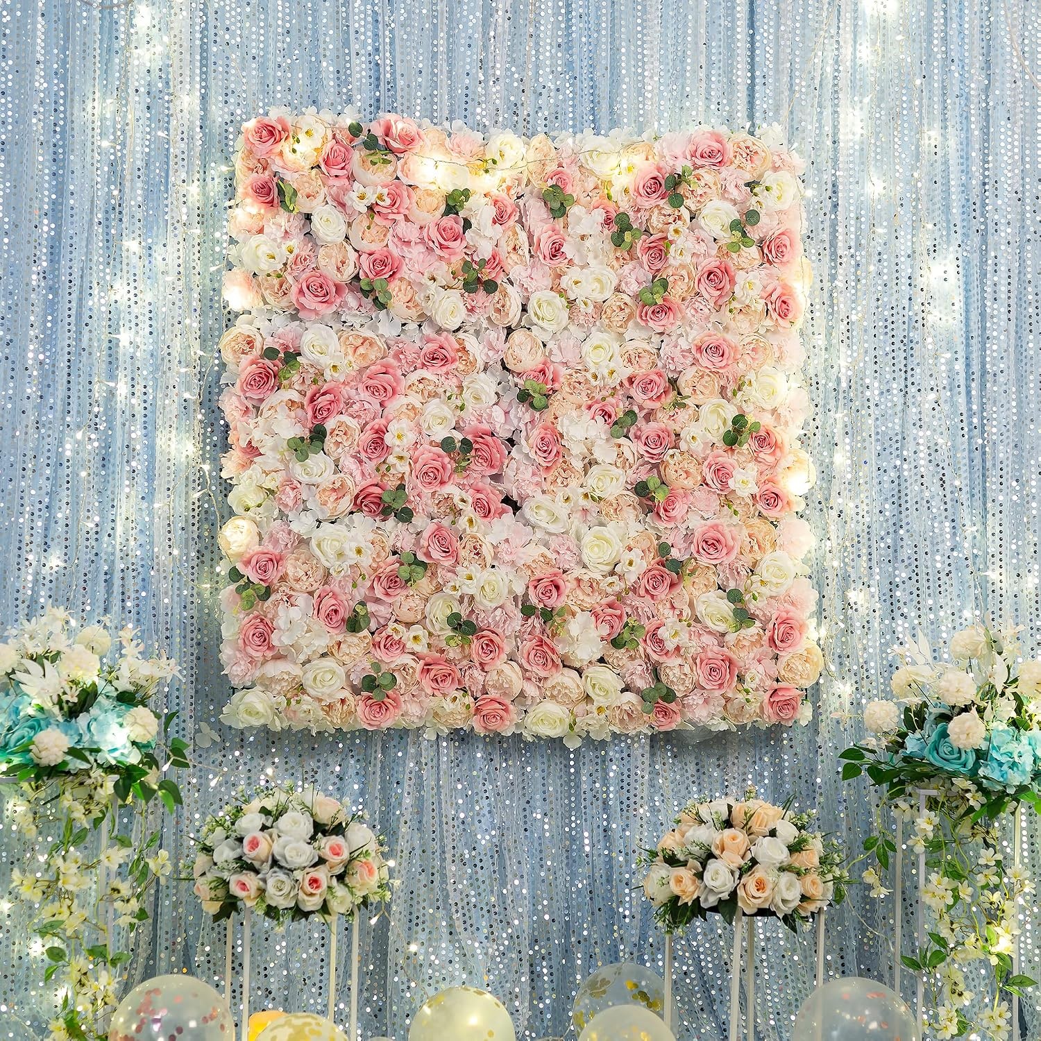 Kunstbloemen Wandpaneel Roze Roos Zijde 40x60 cm - 35% Korting