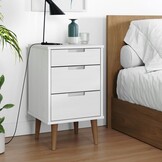vidaXL Nachtkastje Grenenhout Wit 40x35x65 cm - 54% Korting