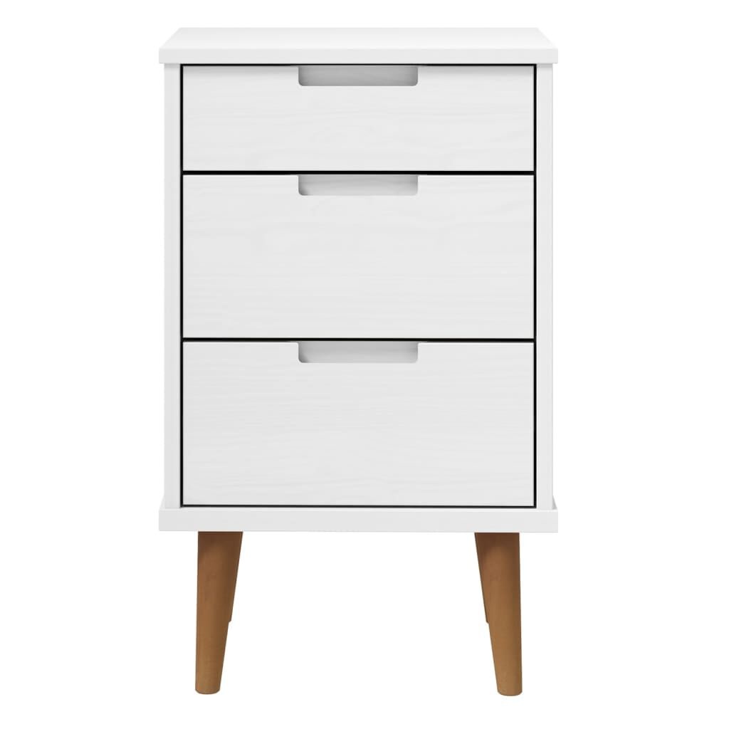 vidaXL Nachtkastje Grenenhout Wit 40x35x65 cm - 54% Korting
