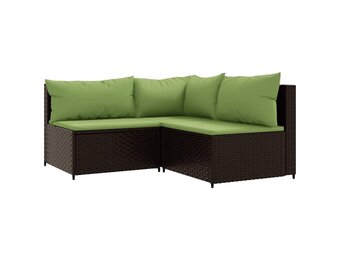VidaXL Loungeset 3-delig Bruin Poly Rattan - 35% Korting