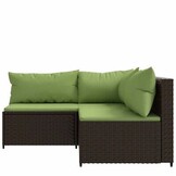 VidaXL Loungeset 3-delig Bruin Poly Rattan - 35% Korting
