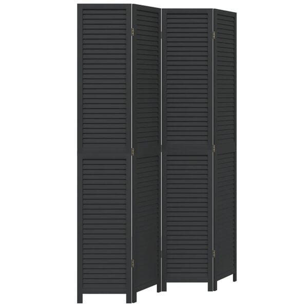 Kamerscherm 4 panelen paulowniahout zwart - 35% korting