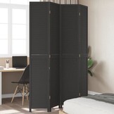 Kamerscherm 4 panelen paulowniahout zwart - 35% korting