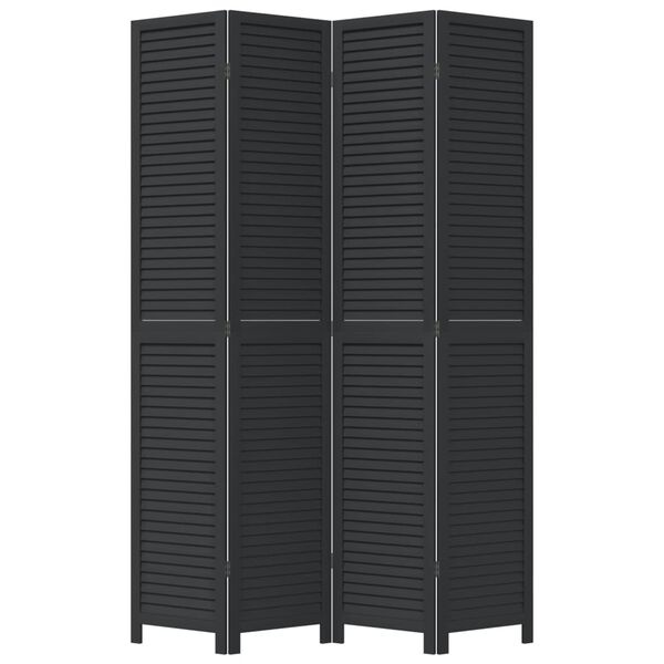 Kamerscherm 4 panelen paulowniahout zwart - 35% korting