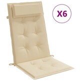 VidaXL Stoelkussens Hoge Rug 6 st Beige - 34% Korting
