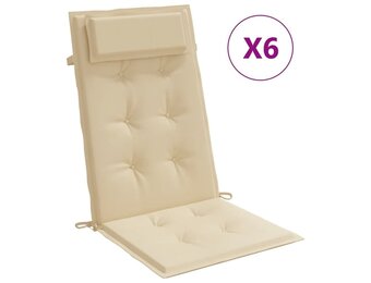 VidaXL Stoelkussens Hoge Rug 6 st Beige - 34% Korting