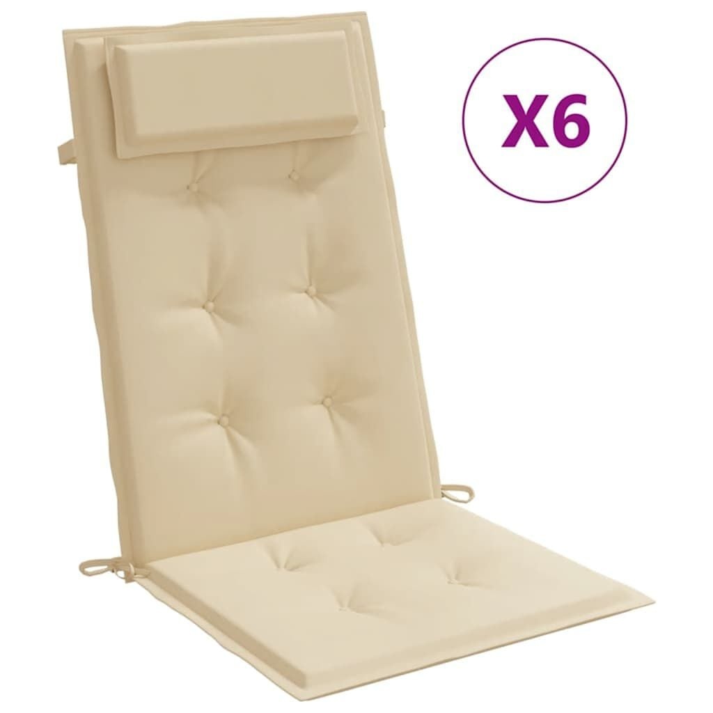 VidaXL Stoelkussens Hoge Rug 6 st Beige - 34% Korting