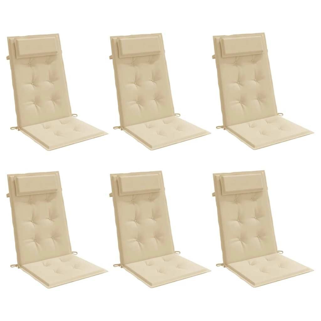 VidaXL Stoelkussens Hoge Rug 6 st Beige - 34% Korting