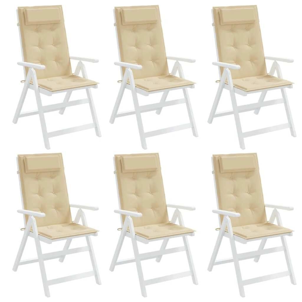 VidaXL Stoelkussens Hoge Rug 6 st Beige - 34% Korting