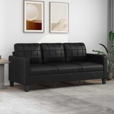 VidaXL Driezitsbank 180 cm Kunstleer Zwart - 35% Korting