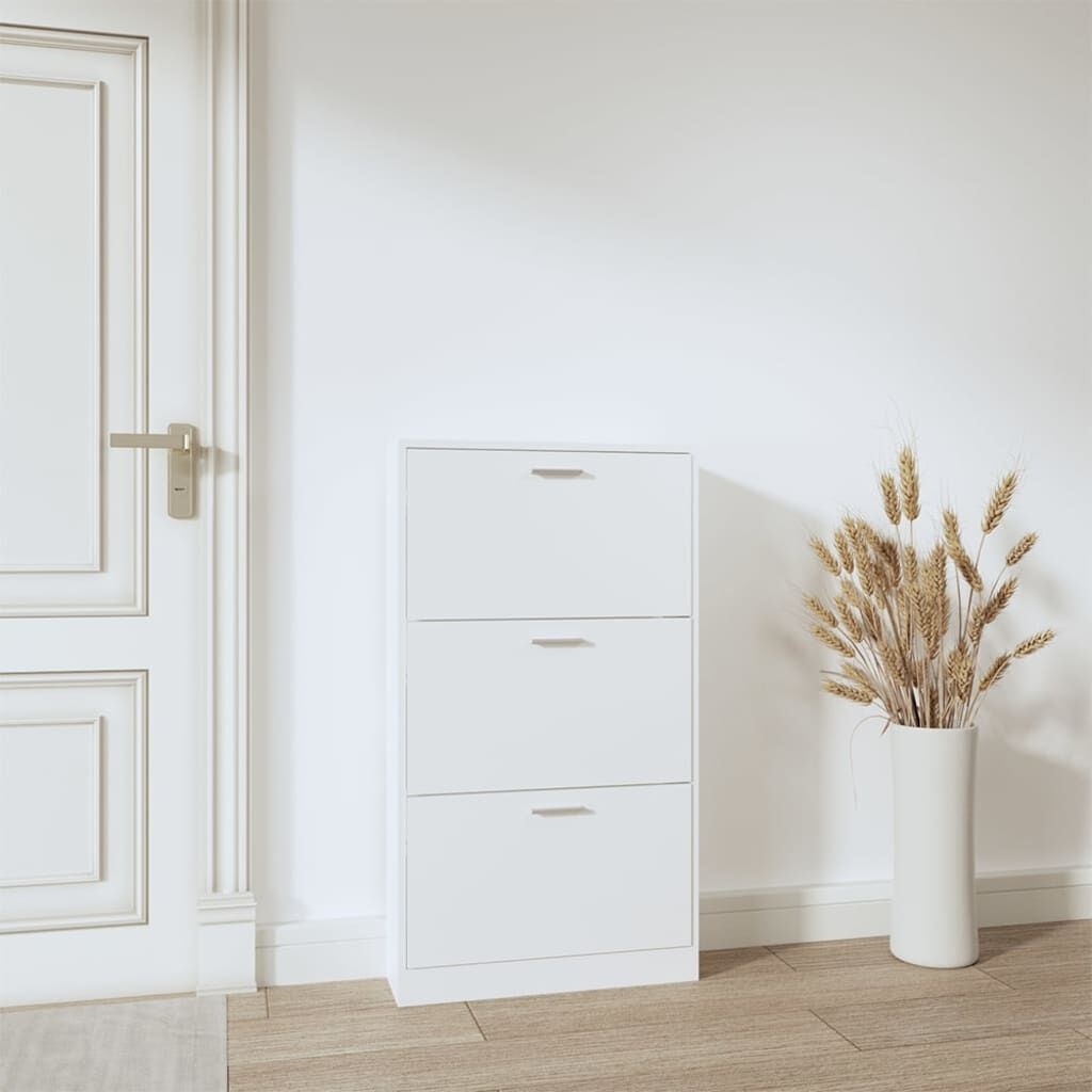 vidaXL Schoenenkast Wit 59x17x108 cm Bewerkt Hout - 54% Korting