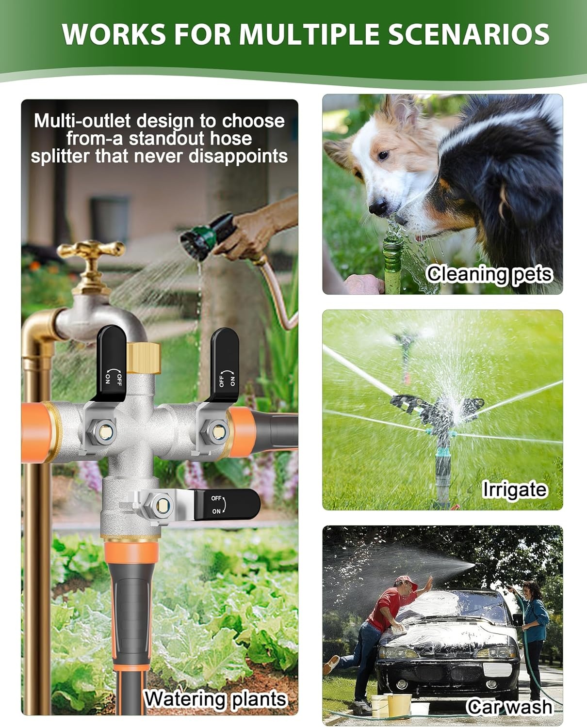 Waterverdeler 3-weg Tuin 3/4 inch Zwarte Handgreep - 34% Korting