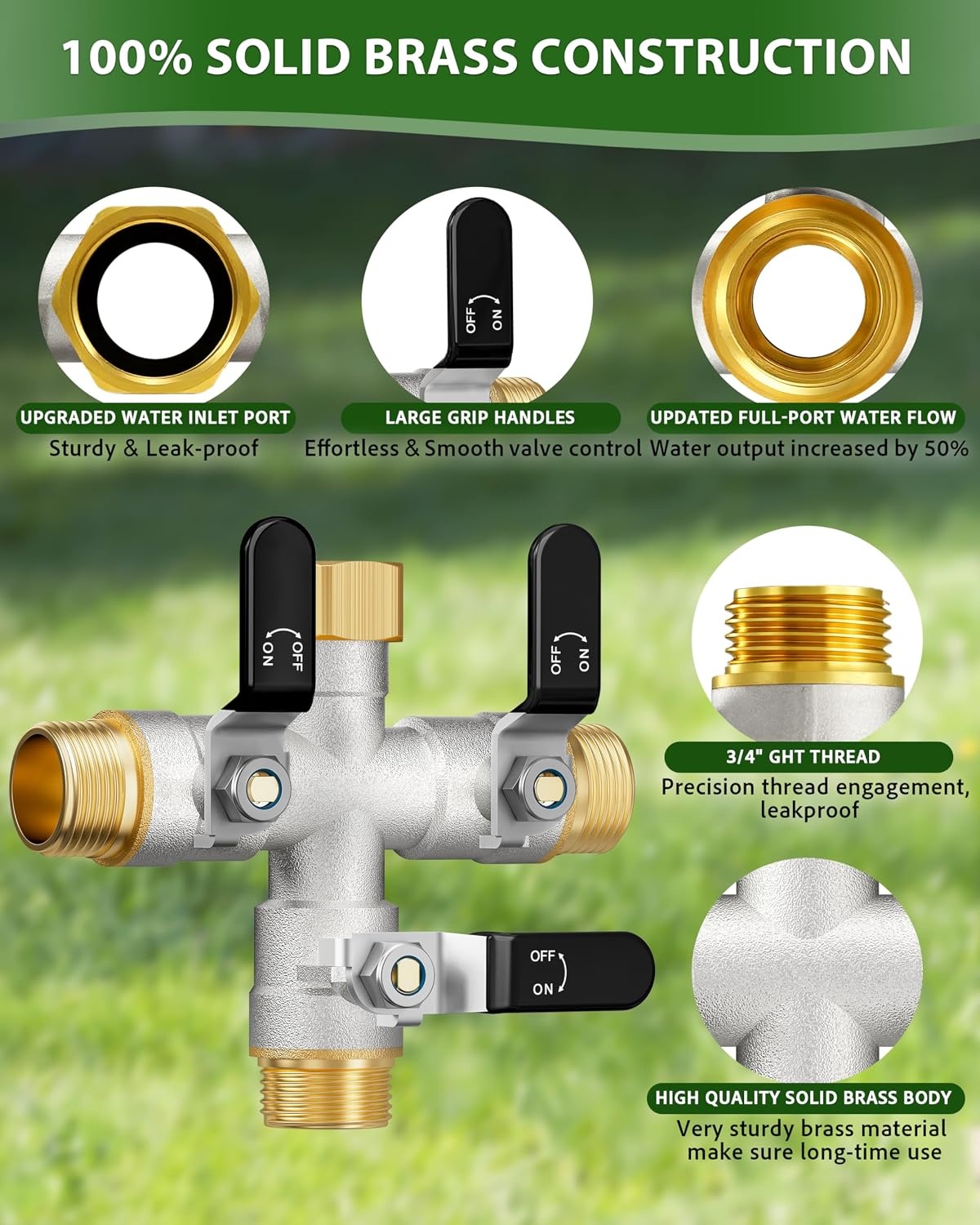 Waterverdeler 3-weg Tuin 3/4 inch Zwarte Handgreep - 34% Korting