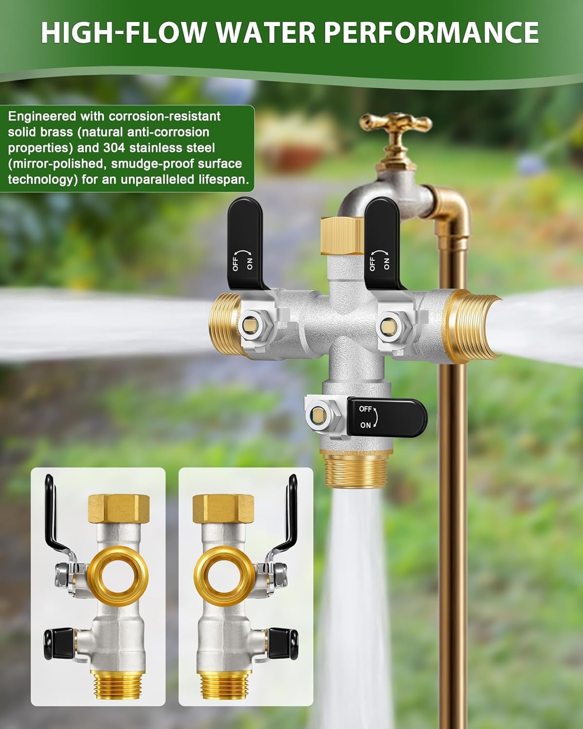 Waterverdeler 3-weg Tuin 3/4 inch Zwarte Handgreep - 34% Korting