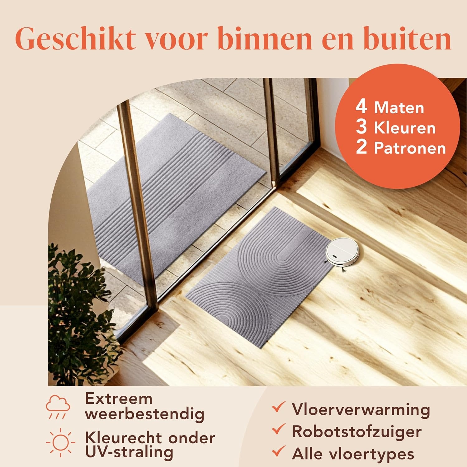 Antislip Deurmat 60x90 cm Lichtgrijs Polyester - 33% Korting!