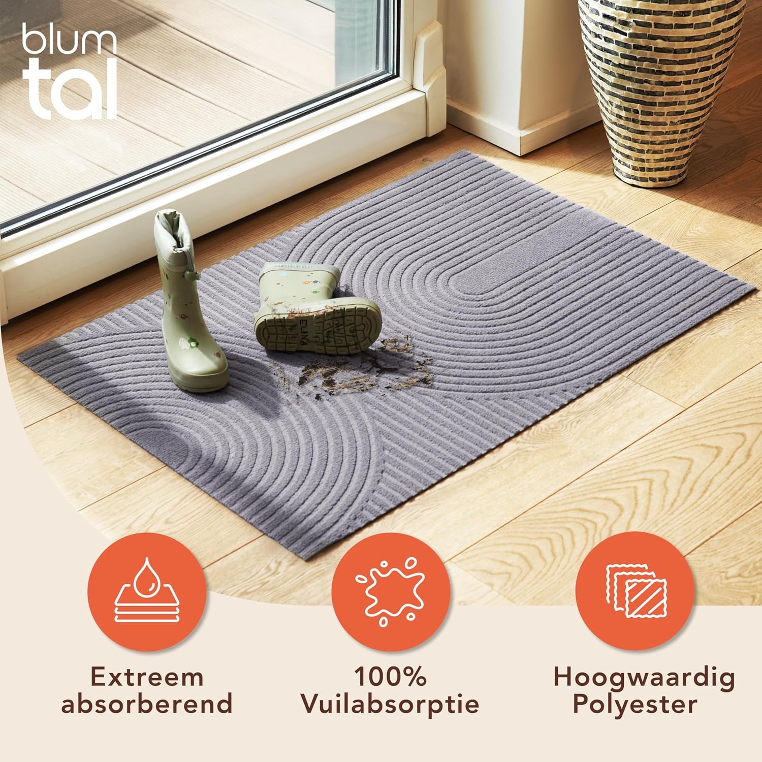 Antislip Deurmat 60x90 cm Lichtgrijs Polyester - 33% Korting!