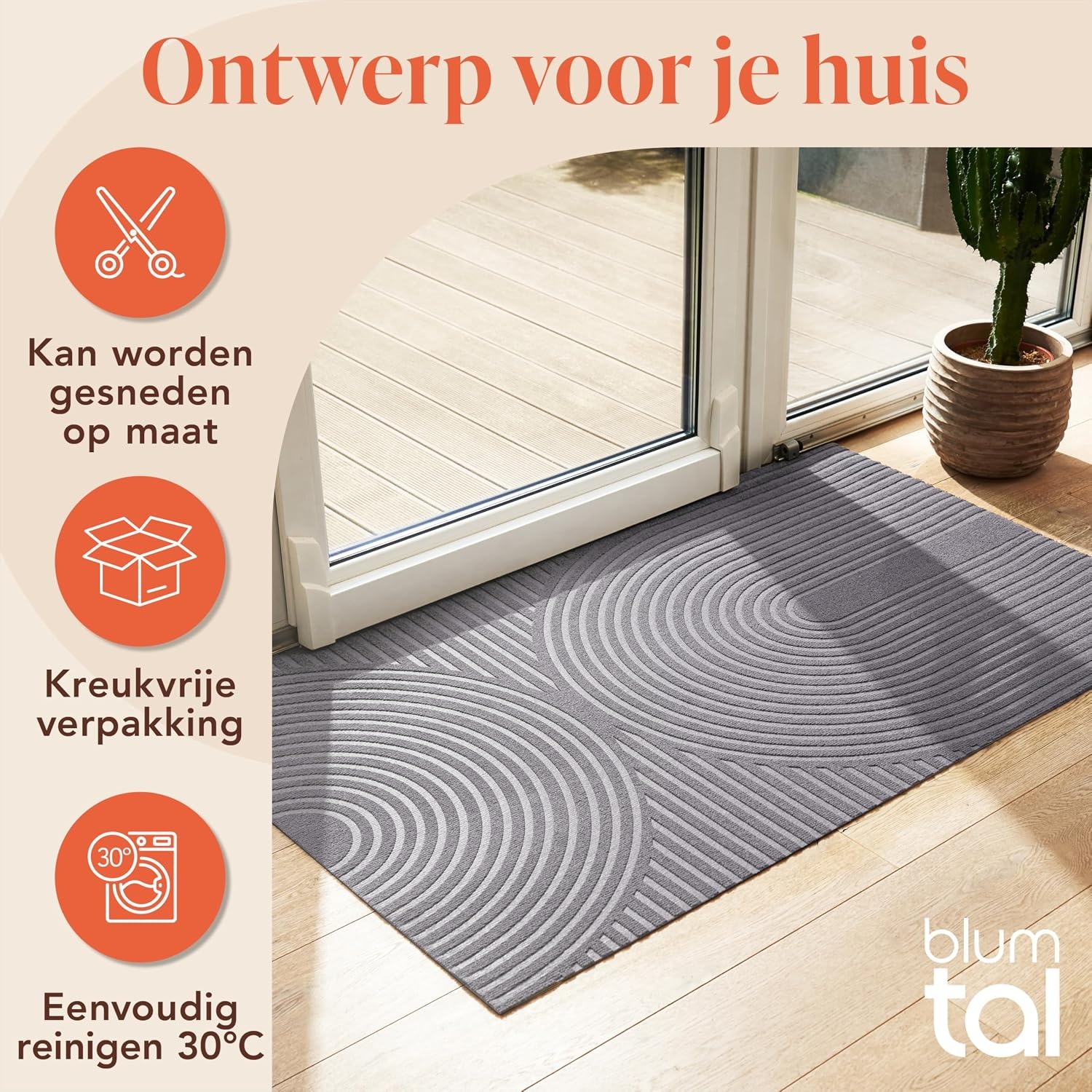 Antislip Deurmat 60x90 cm Lichtgrijs Polyester - 33% Korting!