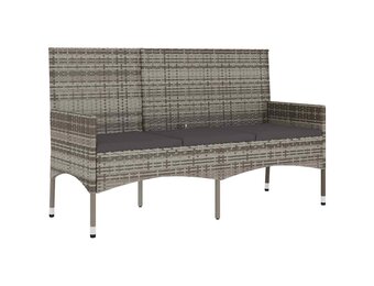 vidaXL Tuinbank 3-zits met kussens, Poly Rattan, Grijs - 34% Korting!