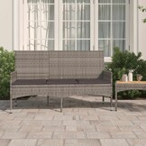 vidaXL Tuinbank 3-zits met kussens, Poly Rattan, Grijs - 34% Korting!